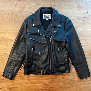 OAK Leather Biker Jacket Size Large